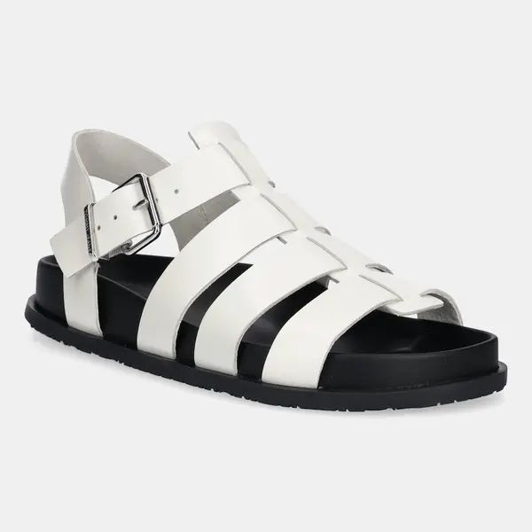 Kožené sandály Tommy Jeans TJW FISHERMAN PATENT SANDAL dámské, bílá barva, EN0EN02874