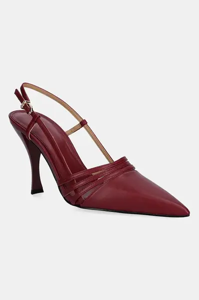 Kožené lodičky MICHAEL Michael Kors Haisley vínová barva, 40T5HSHP1L.691