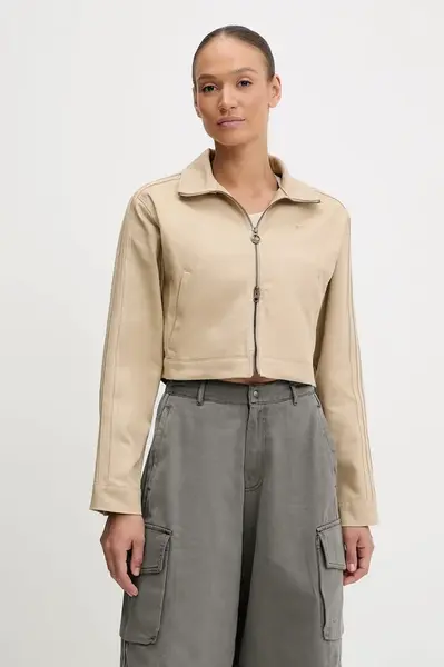 Džínová bunda adidas Originals Firebird béžová barva, přechodná, JX7600