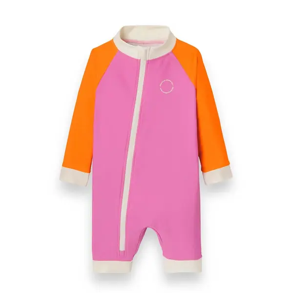 KiETLA ICONIK plavkový overal s UV ochranou - Pink Red - 12-18 mesiacov