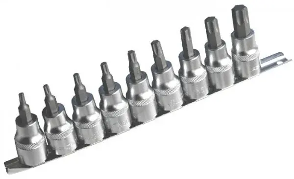 Zástrčné hlavice TORX 1/2", T20 - T60, sada 9 kusů na liště - ASTA