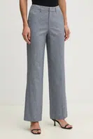 Kalhoty s příměsí lnu OUI modrá barva, high waist, 91740