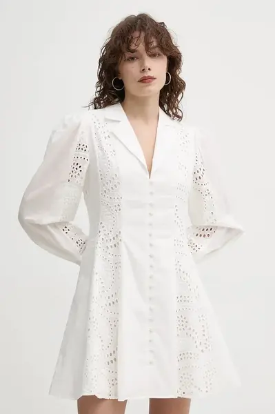 Bavlněné šaty ISABELLE BLANCHE bílá barva, mini, IS25SS-A107-T023