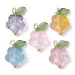 Transparent Glass Flower & Acrylic Leaf Pendants