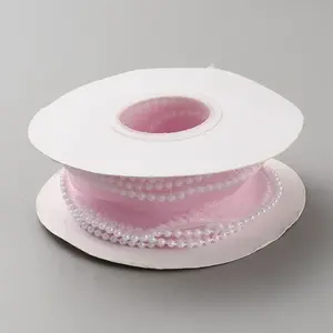 5 Yards Organza Ribbon with Plastic Pearl Beads