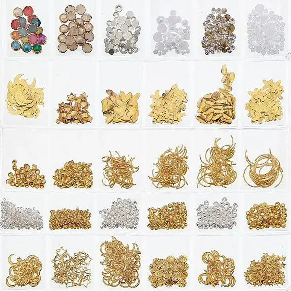 5 sets Alloy & Brass & Plastic & Glass Cabochons Set
