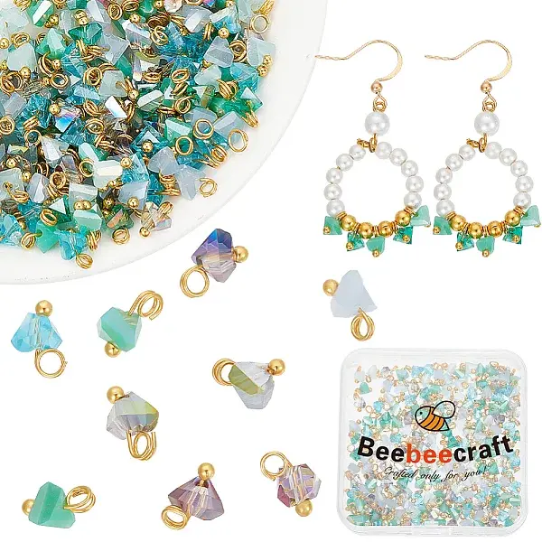 200Pcs Electroplate Glass Charms