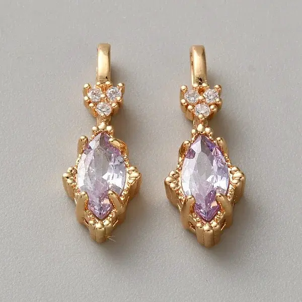 Brass Micro Pave Cubic Zirconia Pendants