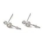 Anti-Tarnish 925 Sterling Silver Stud with Cubic Zirconia Earrings Findings