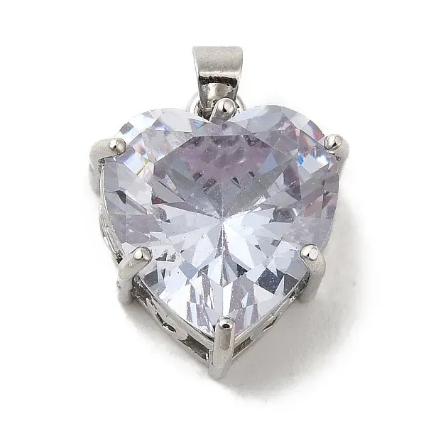 Platinum Brass Micro Pave Cubic Zirconia Pendants