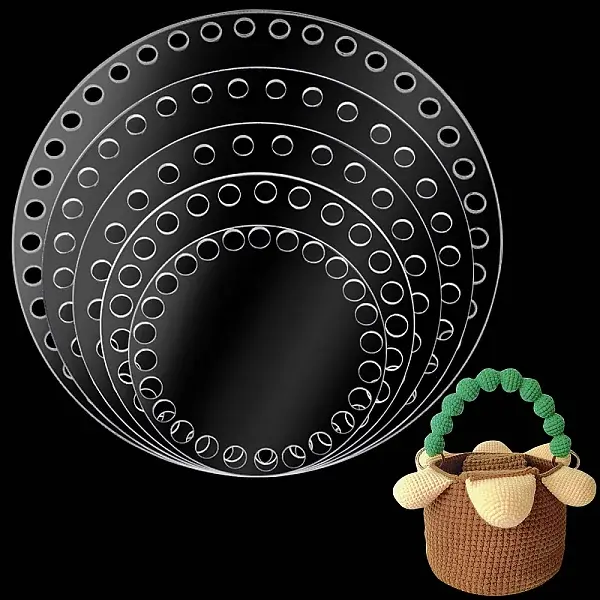 5Pcs 5 Style Transparent Acrylic Crochet Basket Bases