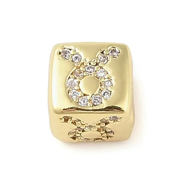 Brass Micro Pave Clear Cubic Zirconia European Beads