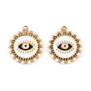 304 Stainless Steel Enamel Glass Pendants