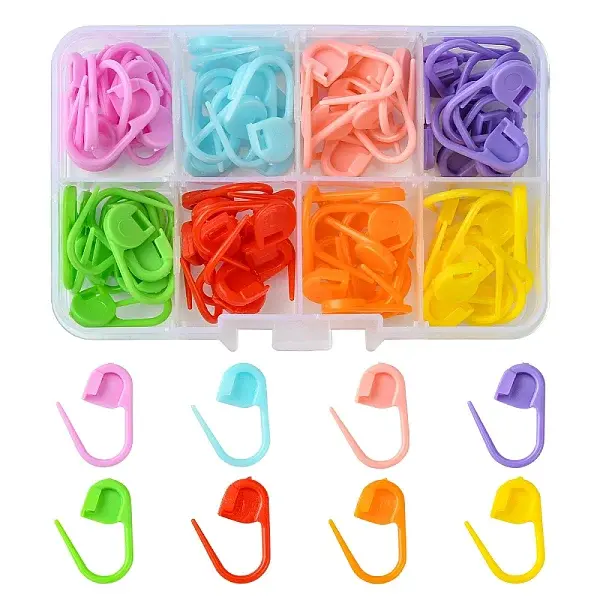 80Pcs 8 Colors Eco-Friendly ABS Plastic Knitting Crochet Locking Stitch Markers Holder