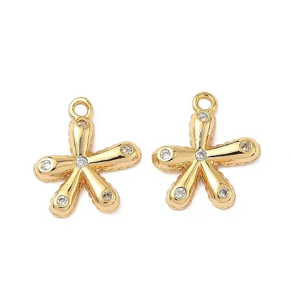 Brass Micro Pave Clear Cubic Zirconia Charms