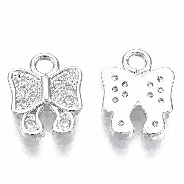Brass Micro Pave Clear Cubic Zirconia Charms
