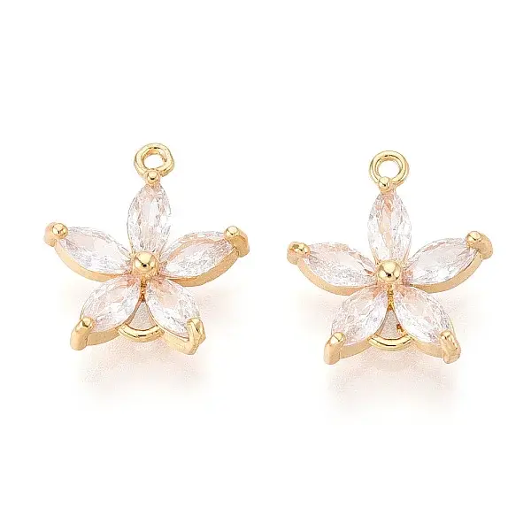 Brass Pave Clear Cubic Zirconia Connector Charms