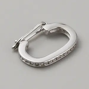 Rhodium Plated 925 Sterling Silver Micro Pave Clear Cubic Zirconia Twister Clasps