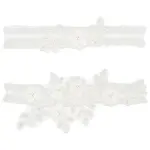 2Pcs Flower Pattern Polyester Lace Elastic Bridal Garters