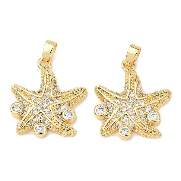 Brass Micro Pave Clear Cubic Zirconia Pendants