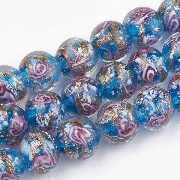 Handmade Gold Sand Lampwork Beads