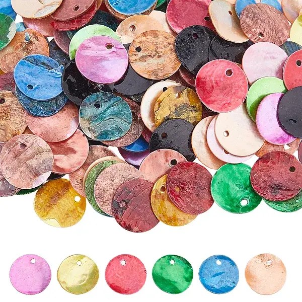Natural Akoya Shell Dyed Disc Charms