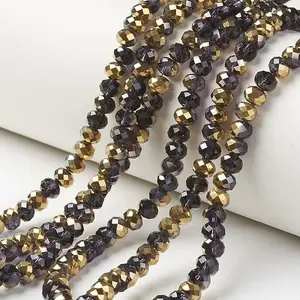 Electroplate Transparent Glass Beads Strands