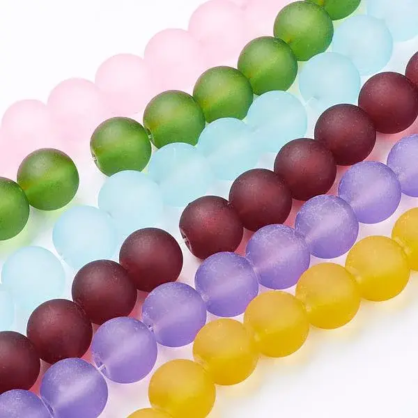 Frosted Glass Bead Strands