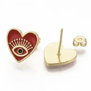 Brass Enamel Stud Earrings
