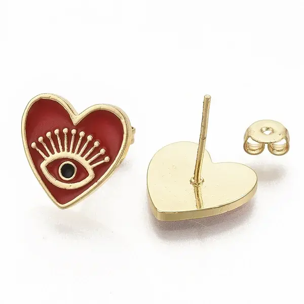 Brass Enamel Stud Earrings
