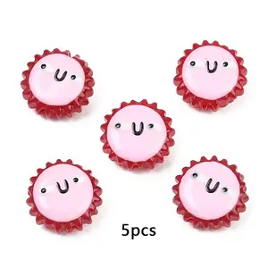 5Pcs Fuuny Painted Glass Beads Enamel Beads