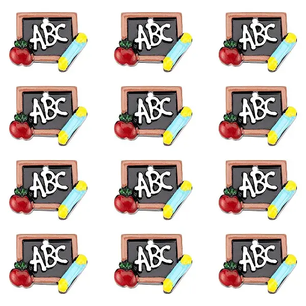 25Pcs Teachers' Day Theme Opaqie Resin Pendants