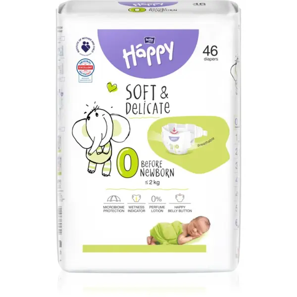 BELLA Baby Happy Soft&Delicate jednorazové plienky ≤ 2 kg Before Newborn 46 ks