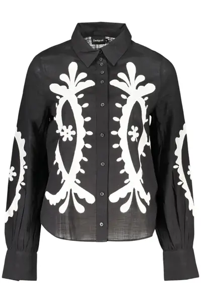 Desigual dámska košeľa s dlhými rukávmi, čierna