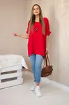 Kesi Włoski Oversized halenka s přívěskem červený