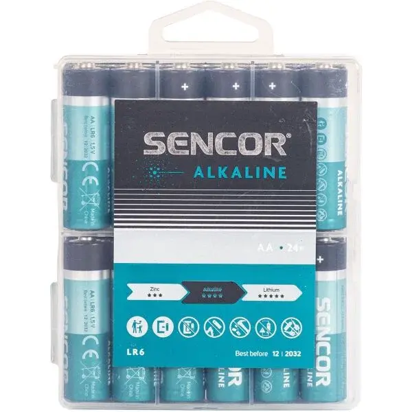 Sencor SBA LR6 24 BOX AA ALK Alkalické baterie, modrá, velikost