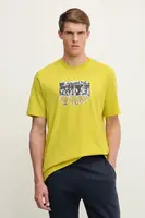 Bavlněné tričko adidas Originals Q12 TS Crowd pánské, žlutá barva, s potiskem, JD0709