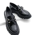 Dámské mokasíny Marjin s vysokou podrážkou a přezkou, neformální boty Kinles černé