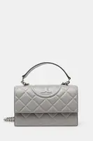 Kožená kabelka Tory Burch Fleming šedá barva, 164800-021