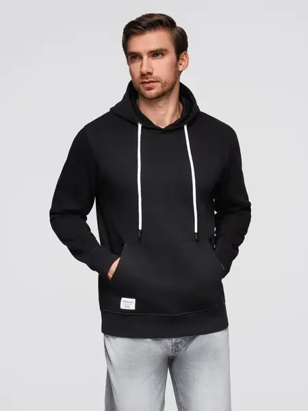 Ombre Men's kangaroo sweatshirt with hood - black