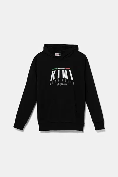 Dětská mikina adidas Performance MERCEDES černá barva, s kapucí, s potiskem, JZ8914