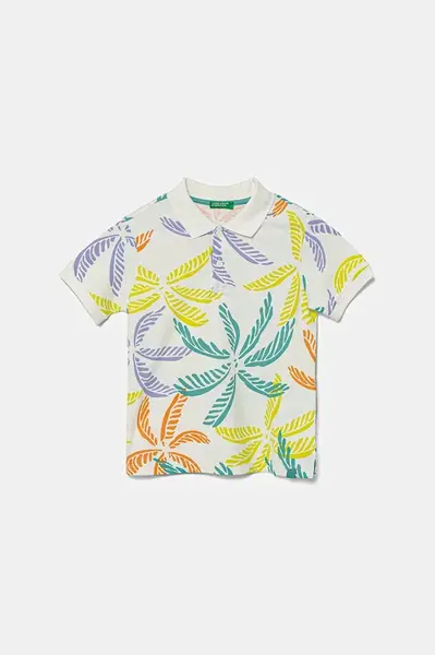Dětská bavlněná polokošile United Colors of Benetton bílá barva, vzorovaná, 36Y4G300Y