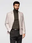Ombre Men's REGULAR cut jacket with linen - light beige