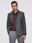 Ombre Elegant men's plaid blazer with wool blend - grey