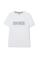 Dětské bavlněné tričko BOSS bílá barva, s potiskem, J52034
