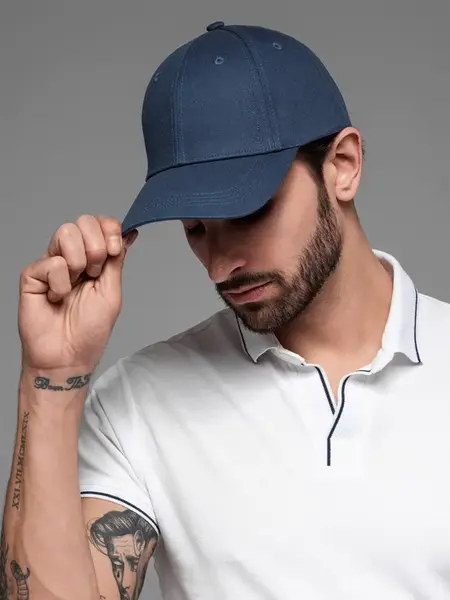 Ombre Men's baseball cap with decorative embroidery - navy blue