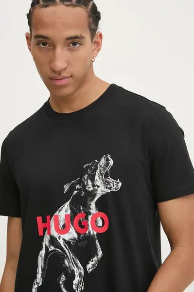 HUGO Bavlněné tričko HUGO Deyladec