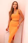 Kesi Włoski Dámsky top a rebrovaná sukňa oranžový