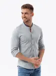 Ombre Men's cotton SLIM FIT shirt with collared collared shirt - grey