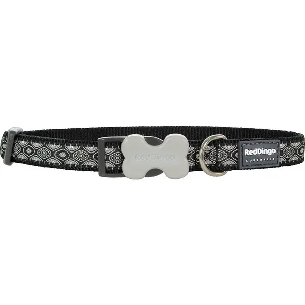 Nylonový obojok Red dingo hadie oči čierny, Veľkosť: L